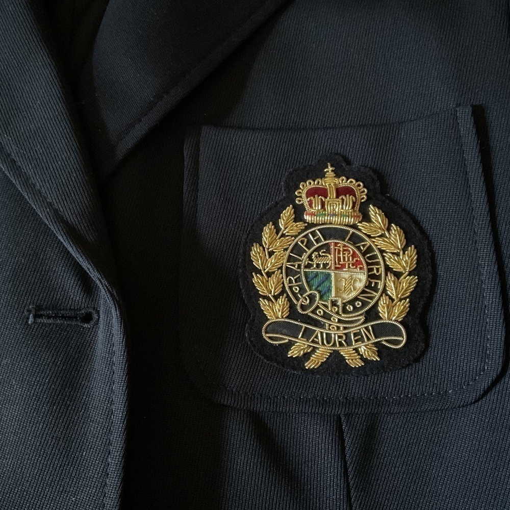 NWOT POLO RALPH LAUREN 100% WOOL DARK Blue CREST WOMAN BLAZER NEW SIZE US 16 - Picture 11 of 13